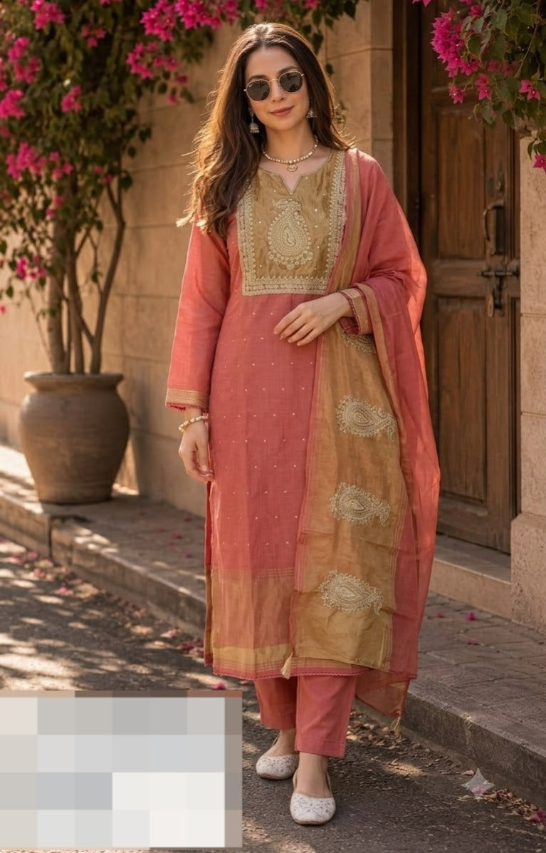 Jamdani with lace work and bead work