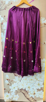 Pretty gaji silk real mirror skirt in purple
