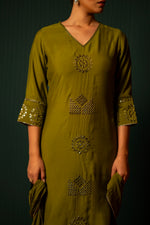 Soft modale olive green full suitn set