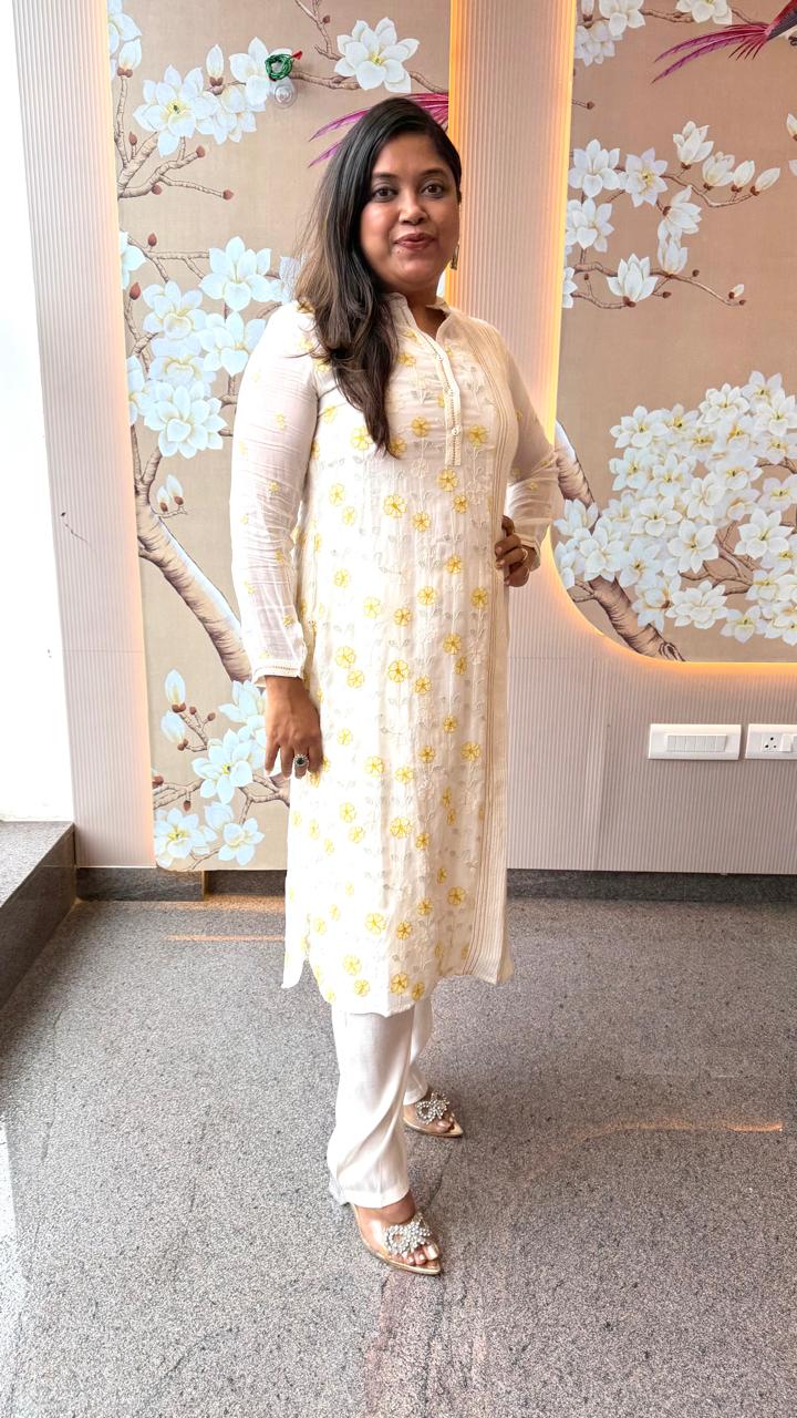 Premium Mul Chanderi embroidered with inner