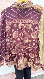 Premium natural crepe Kalamkari bandhani shirt in wine
