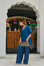 Wow Mul chanderi lakri patta farshi salwar in blue