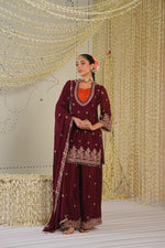 Pretty crepe silk with gorgeous handwork suit set