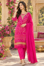 Pretty ghatchola pink bandhani hand work suit set set