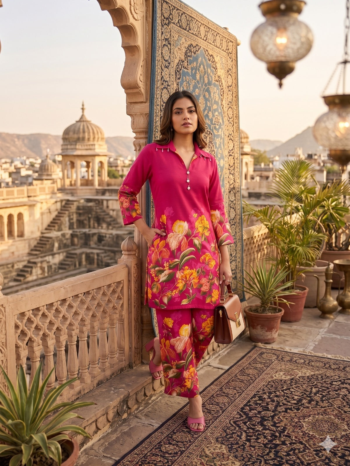 Heavy slub cotton digital printed co ord