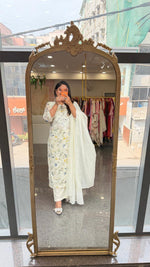 Pure Mul cotton lining chikankari suit set in white