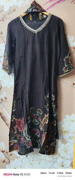 Crepe suit digital printed full suit in black