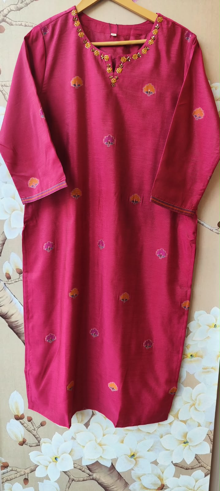 Red n purple jamdani weaved suit set