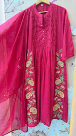 Smart cotton embroidered pintex detailing suit set in pink