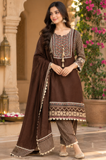 Super pretty crepe farshi salwar suit set in brown
