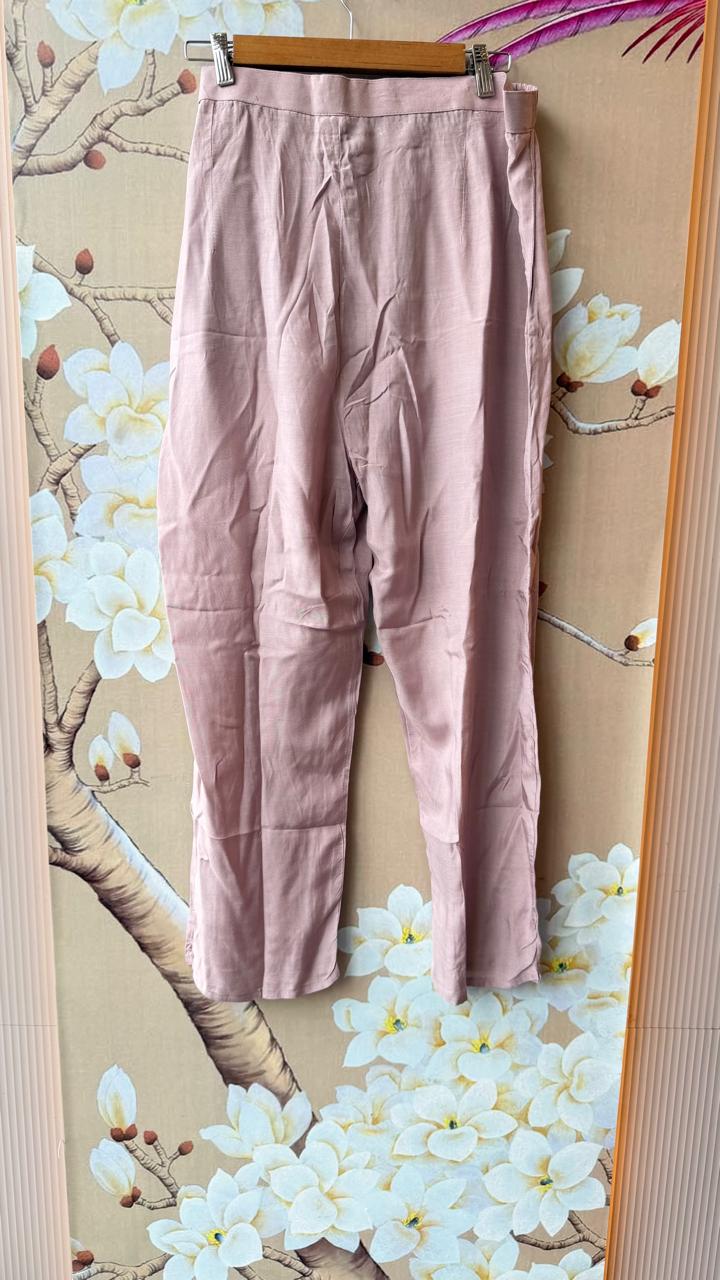 Pure Mul chanderi with hand work full suit set in lilac