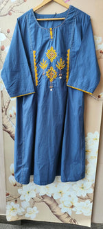 Premium cotton applique suit set in blue n yellow