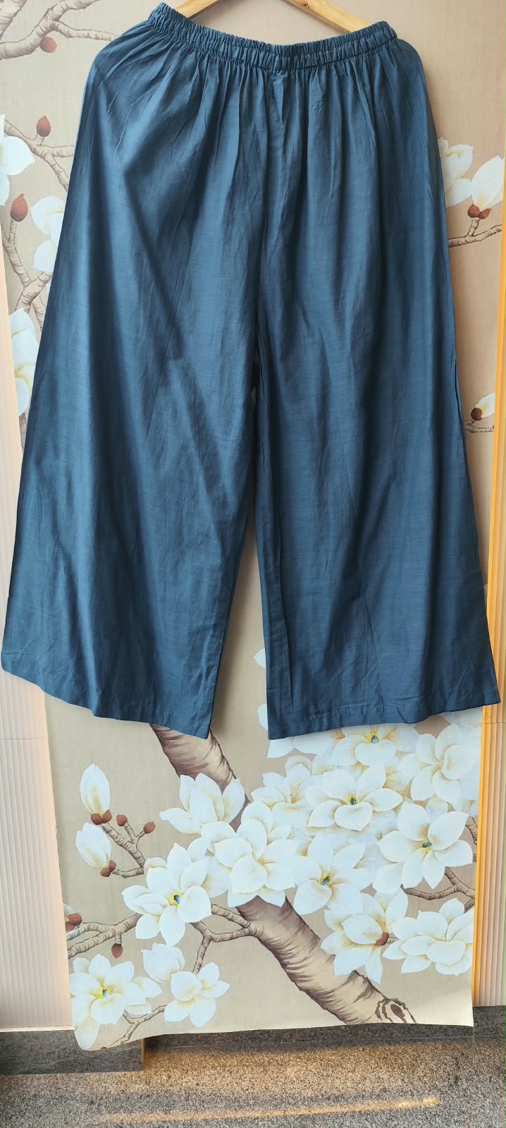 Pretty cotton real mirror block print dupatta set in blue