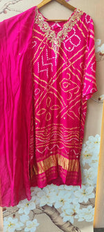 Pretty ghatchola pink bandhani hand work suit set set