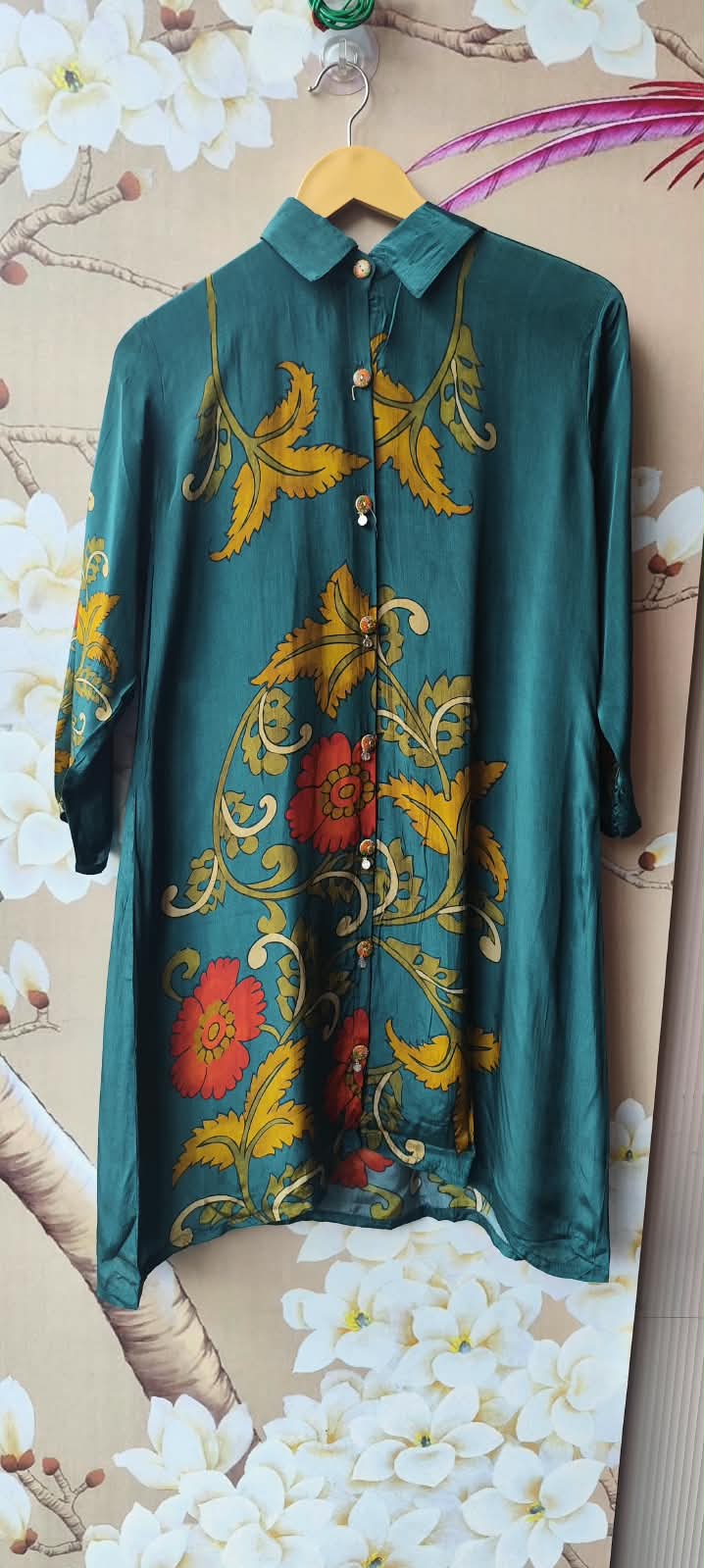 Premium crepe Kalamkari co ord in blue