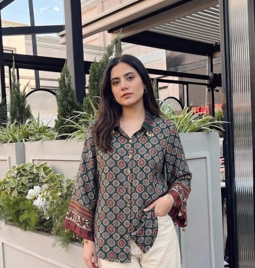 Pretty crepe ajrakh top