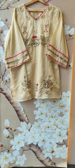 Super pretty Mul chanderi plazzo set with pretty handwork in orange (Loose fit)