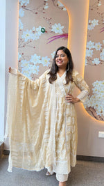 Wow shifli Mul cotton lining full suit set in beige