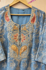 Premium Banarasi suit set in blue with zari detailing