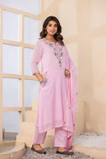 Mul cotton designer neck and pockets with lining full suit in pink
