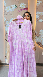 Wow shifli Mul cotton lining full suit set in lilac