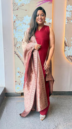 Pretty silk farshi suit set paired with Banarasi dupatta