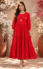 Super pretty Jamdani red dress