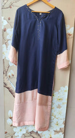Premium banarsi Mul chanderi suit set in blue n pinkFull suit