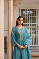Pretty Modale embroidered suit set in blue with Mul lining
