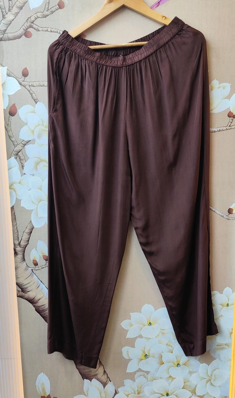 Pure crepe ajrakh suit set with lining in brown