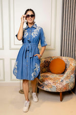 Cotton denim cotton embroidered one piece