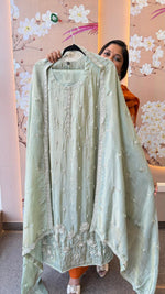 Restocked premium tissue with pearl detailing suit in green ( slight slim )