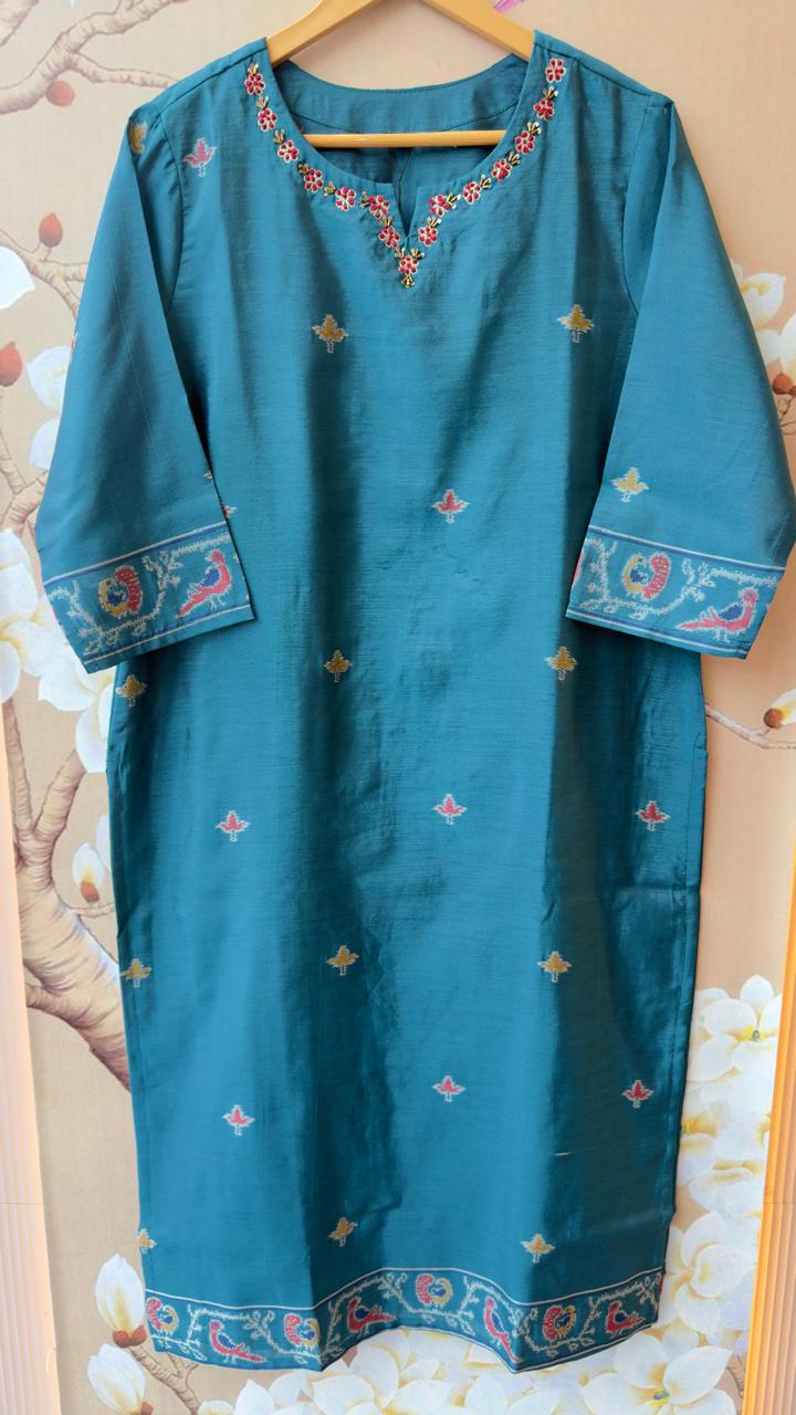 Fully weave Patola silk suit set with lining (true to size )in blue