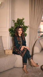 Pretty crepe silk Kalamkari co ord in green