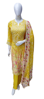 Pure butter muslin silk with embroidery on neck n hands