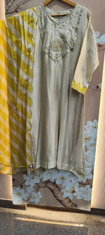 Pretty dola silk with designer back suit set with orgenza Lehariya dupatta yellow