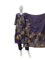 Chanderi silk katha work suit set