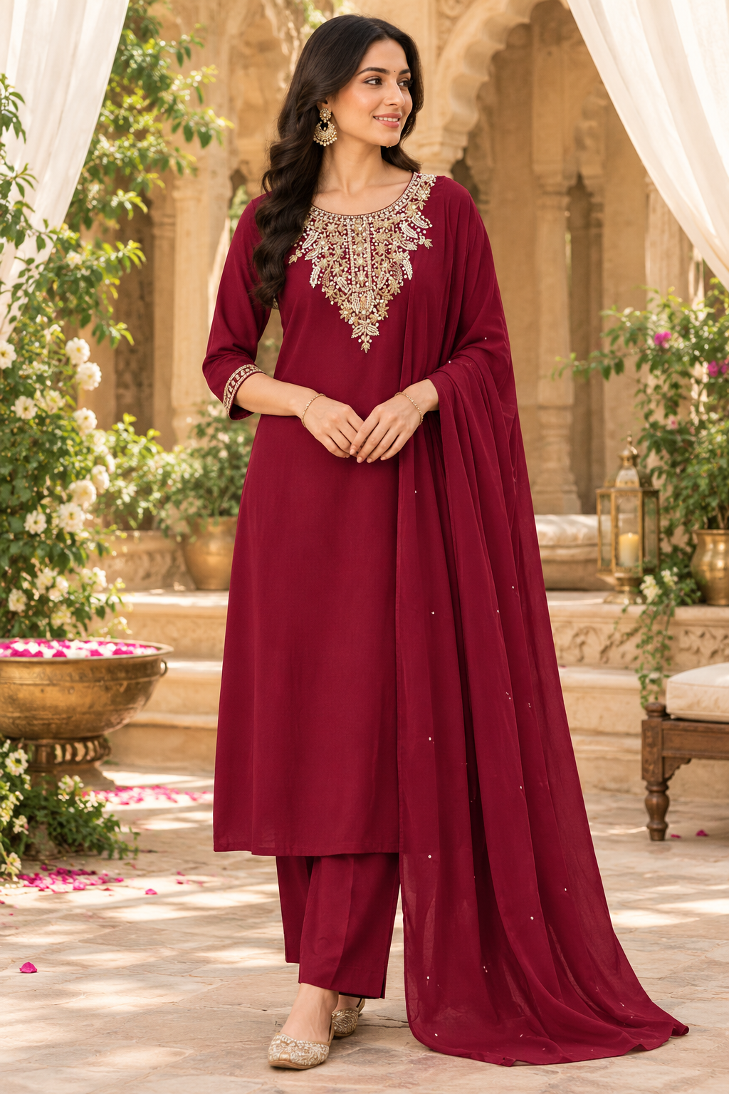 Premium crepe silk with premium handwork suit set