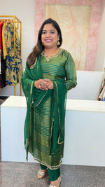 Pretty tissue suits with designer back n dupatta in green slim fit