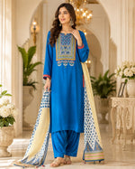 Pretty gaji silk suit set in blue