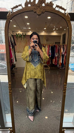 Pure Mul silk kaftan Co ord in olive green