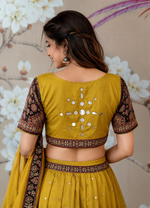 Super pretty ajrakh real mirror skirt / lehenga set in cotton in yellow