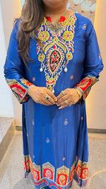 Pure gaji silk royal blue kurta pant