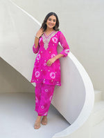 Zari detailing pure shiffon lining co ord in pink