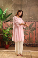 Super pretty Mul cotton farshi salwar with mirror work n gotta detailing in baby pink