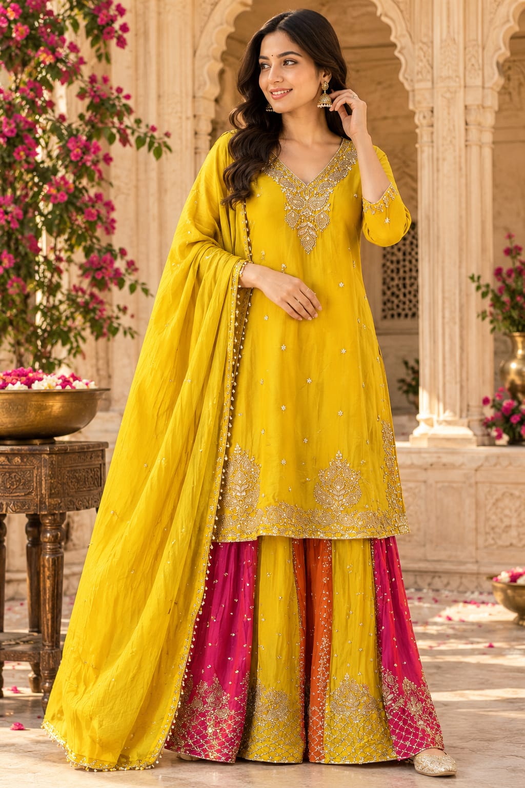 Restocked !! Premium chinon handwork divider plazzo set