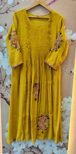 Premium Banarasi Mul Chanderi embroidered in yellow