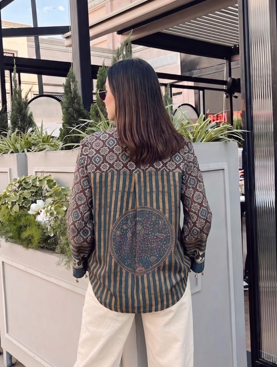 Pretty crepe ajrakh top