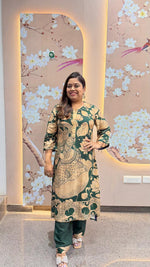 Super pretty Mul silk kurta pant in green
