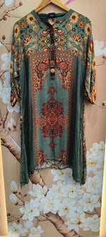 Super pretty pure crepe Kalamkari co ord in blue